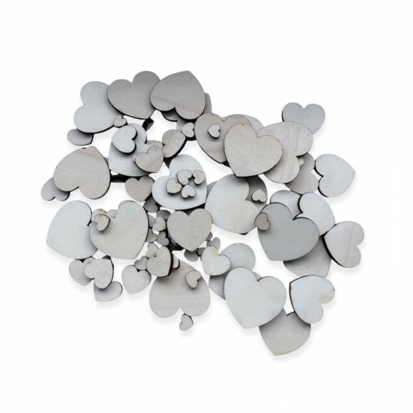 Holz Herzen Streudeko – 50 Stück – Deko Herzen aus Holz für Hochzeit, Tischdeko, Basteln & DIY – Lasercut Herzchen in 1–4 cm